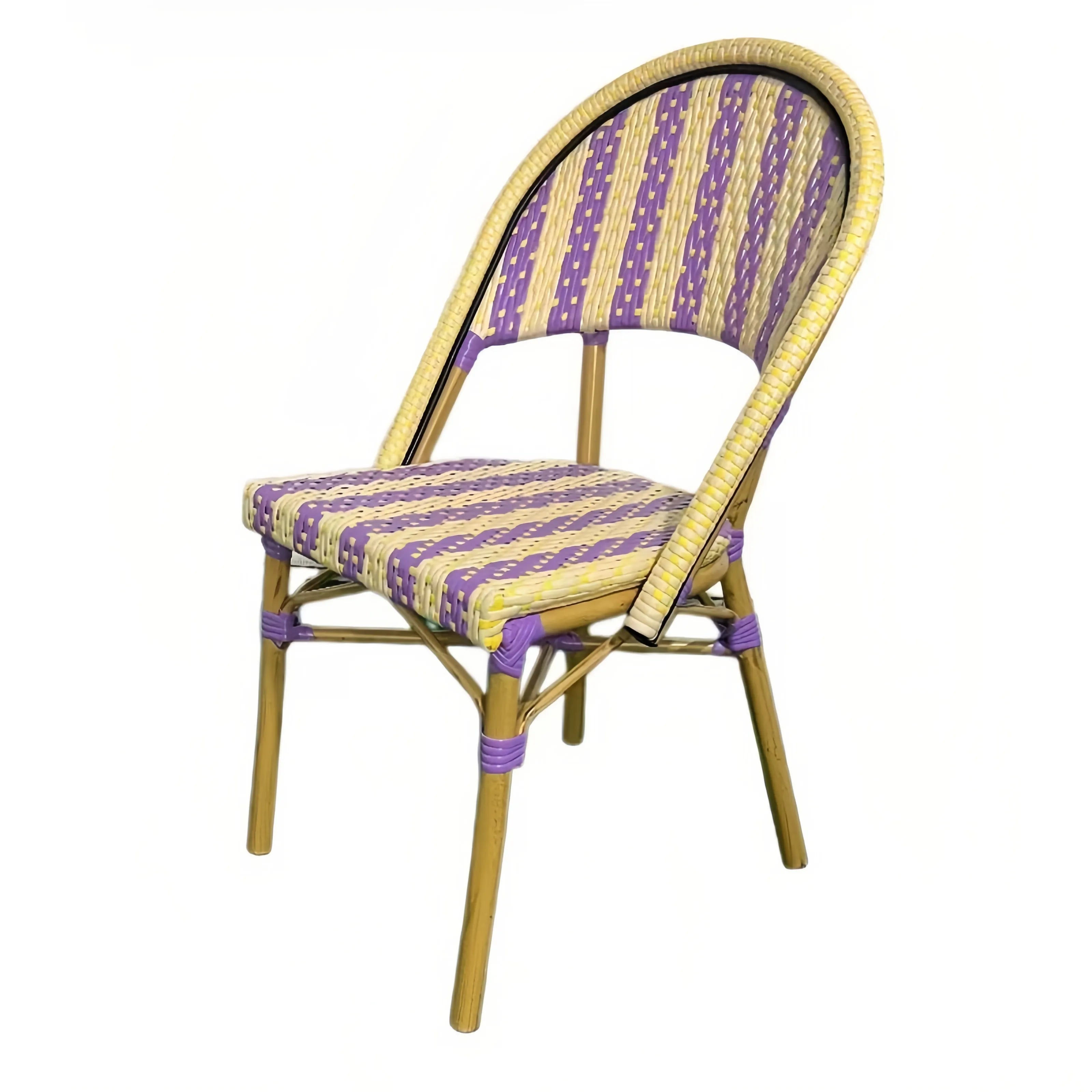 Purple Outdoor Patio Tables & French Bistro Chairs – Stackable & Durable