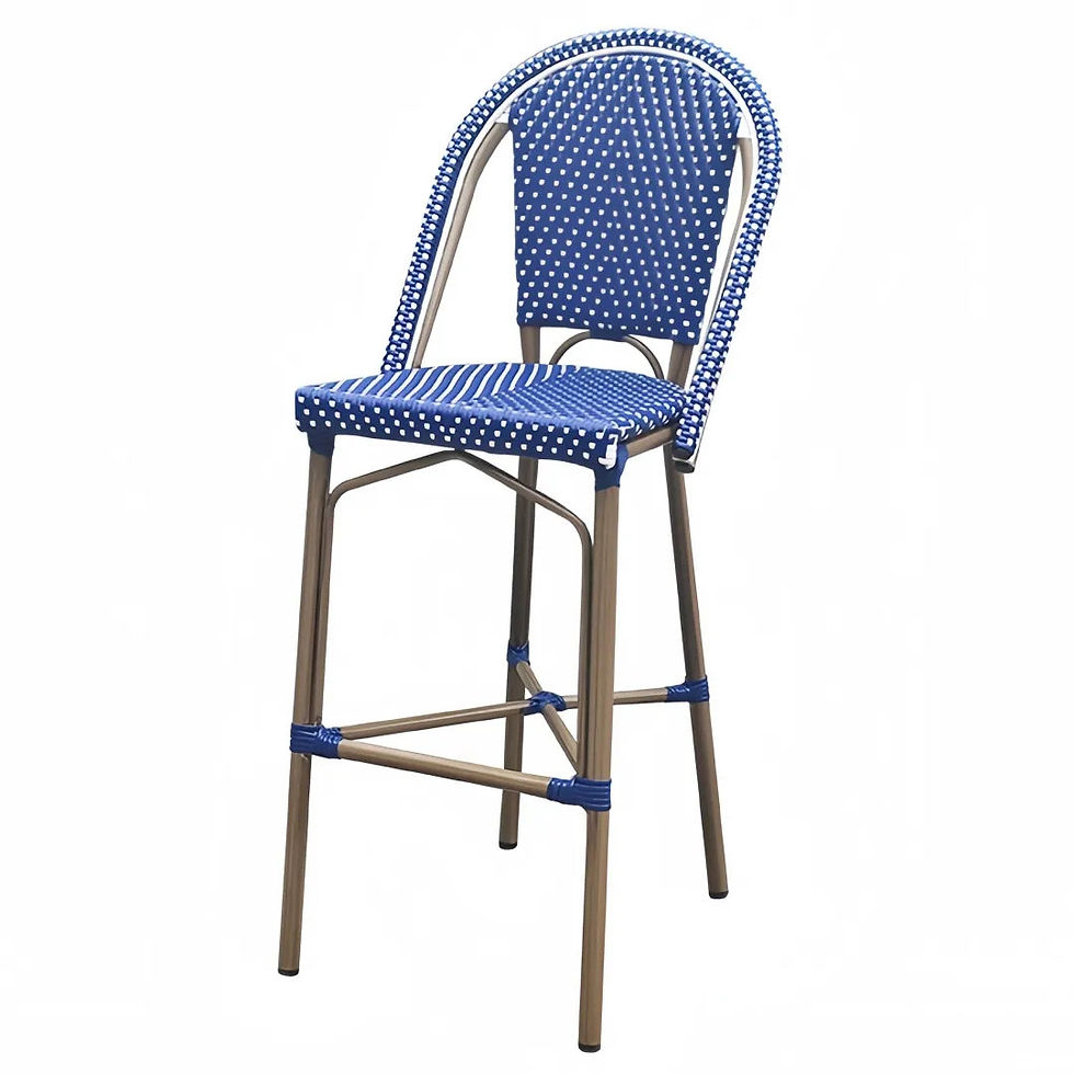 Thumbnail: White Bistro Rattan Woven High Bar Counter Stool Chair Bamboo Look Outdoor Furni