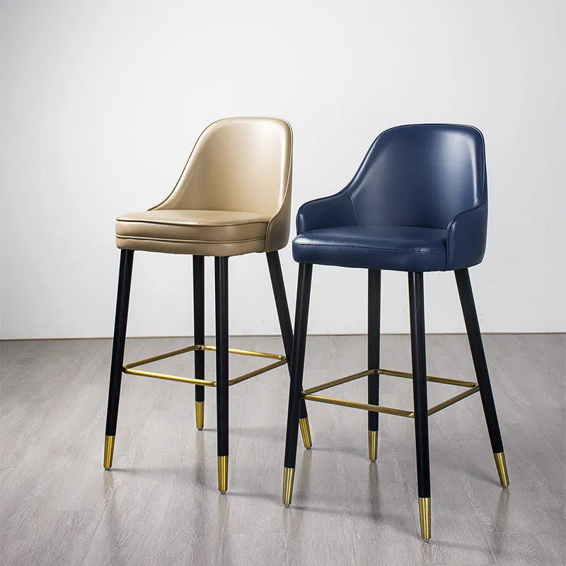 Thumbnail: PU Leather Bar Stool with Solid Wood Frame – Nordic Modern Restaurant Furniture