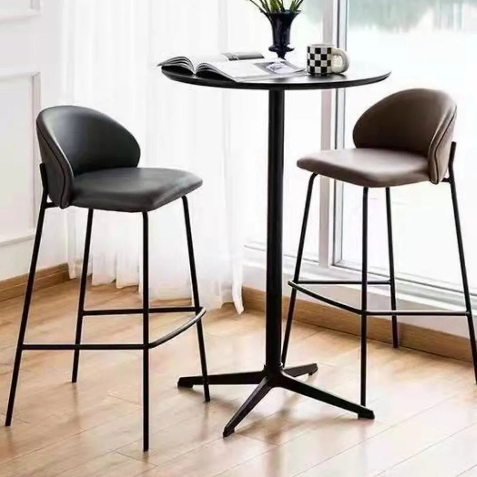 Thumbnail: Simple Modern Office Restaurant Bar Stool High Chair with Backrest & Metal Legs