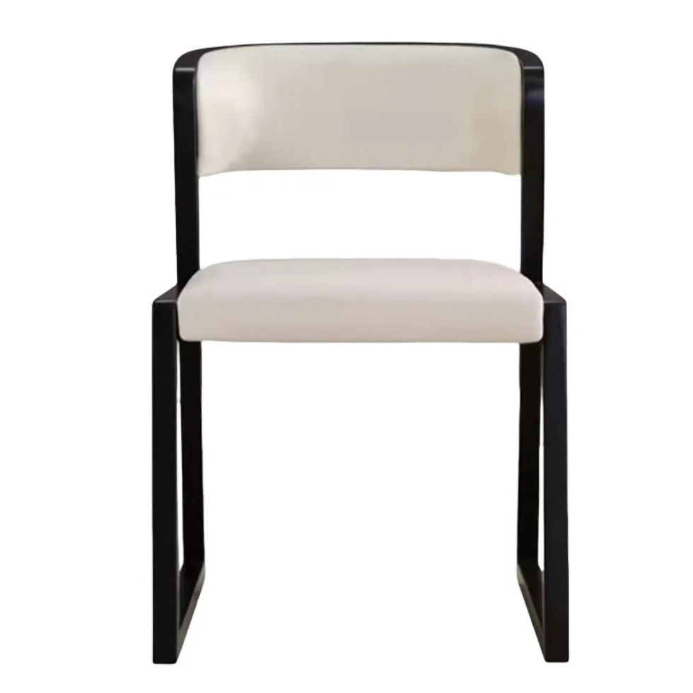 Thumbnail: Nordic Ash Wood Dining Chair Without Armrest in White Upholstered Fabric