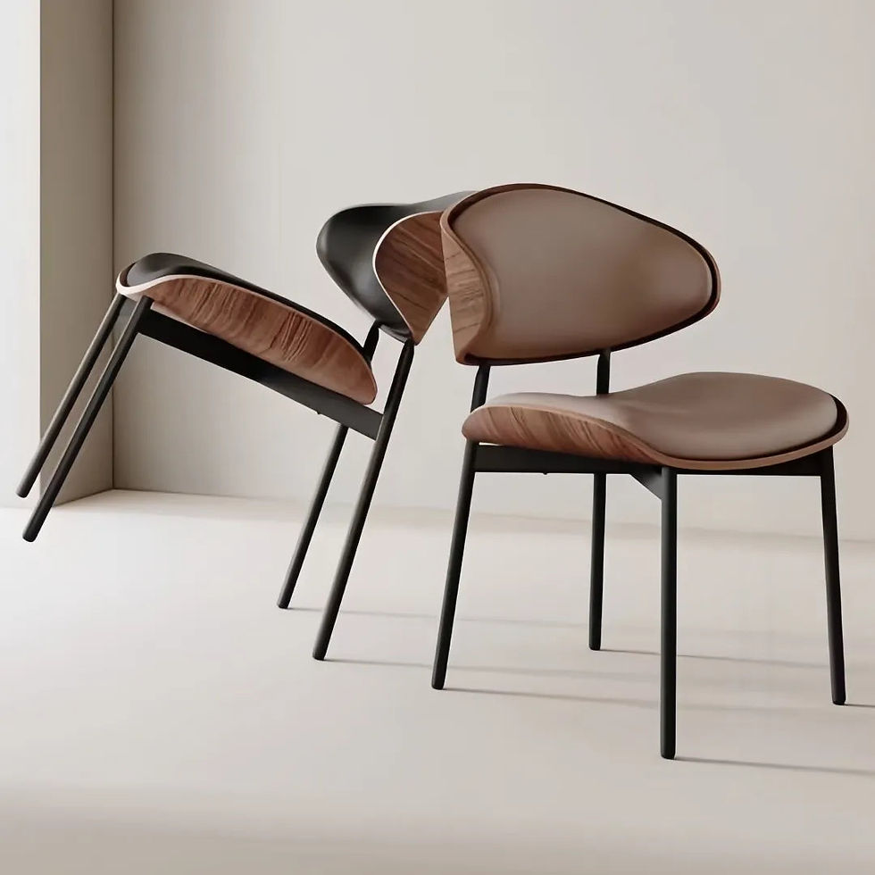 Thumbnail: Open Back Plywood Black PU Leather Dining Chairs with Metal Legs – Luxury Style