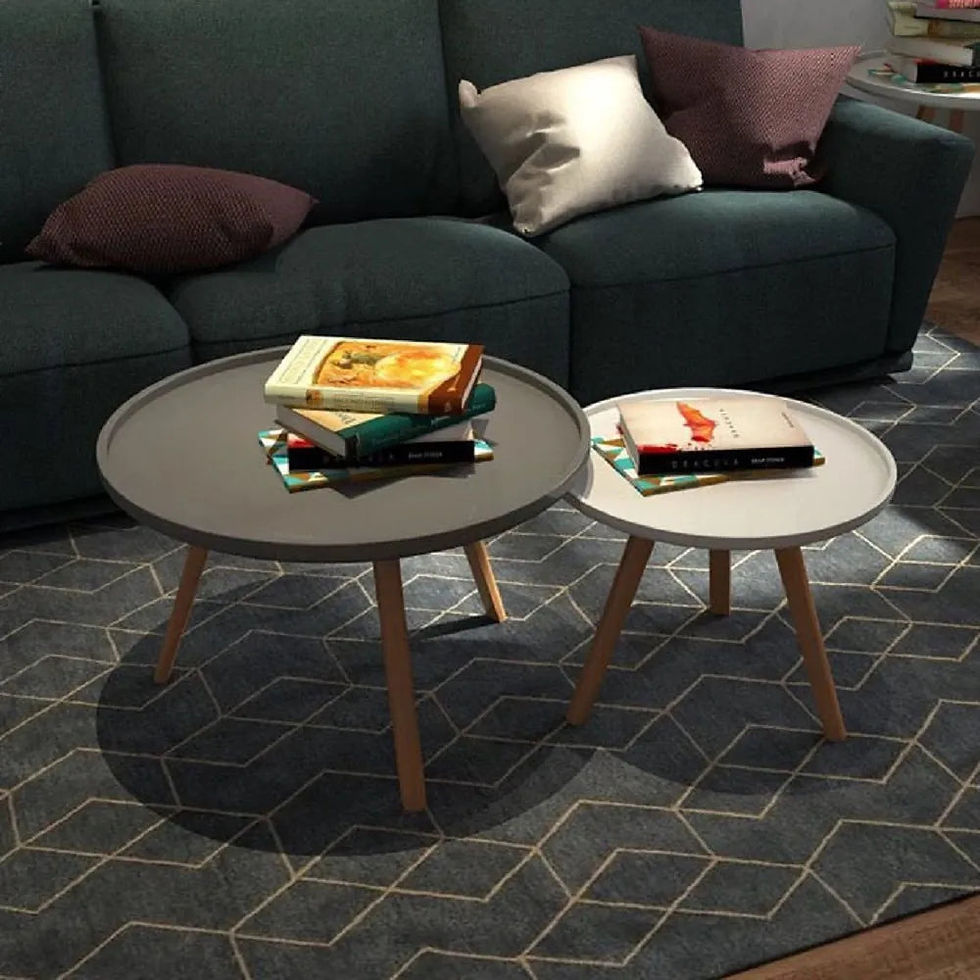 Thumbnail: Wooden Round Center Table Set – Natural Wood Coffee Table for Modern Spaces