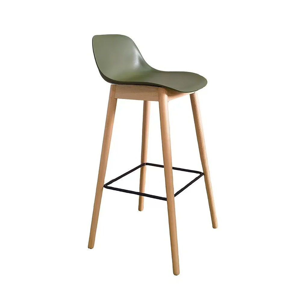 Thumbnail: Modern White Plastic Barstool with Solid Wooden Legs – Counter Height Dining Cha