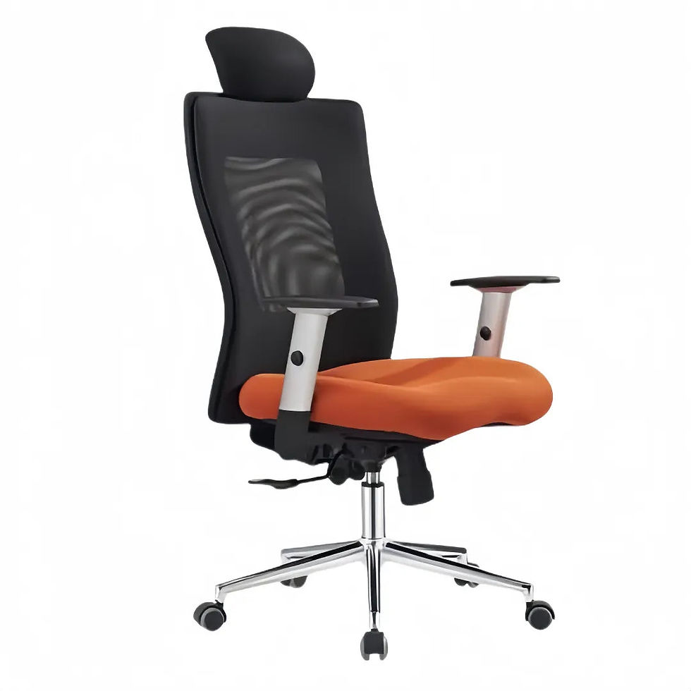 Thumbnail: Modern Swivel Upholstered Office Chair with Adjustable Headrest and Mesh Back