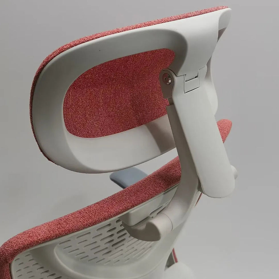 Thumbnail: Blue Pink Ergonomic Mesh Office Chair with White Frame and Adjustable Headrest