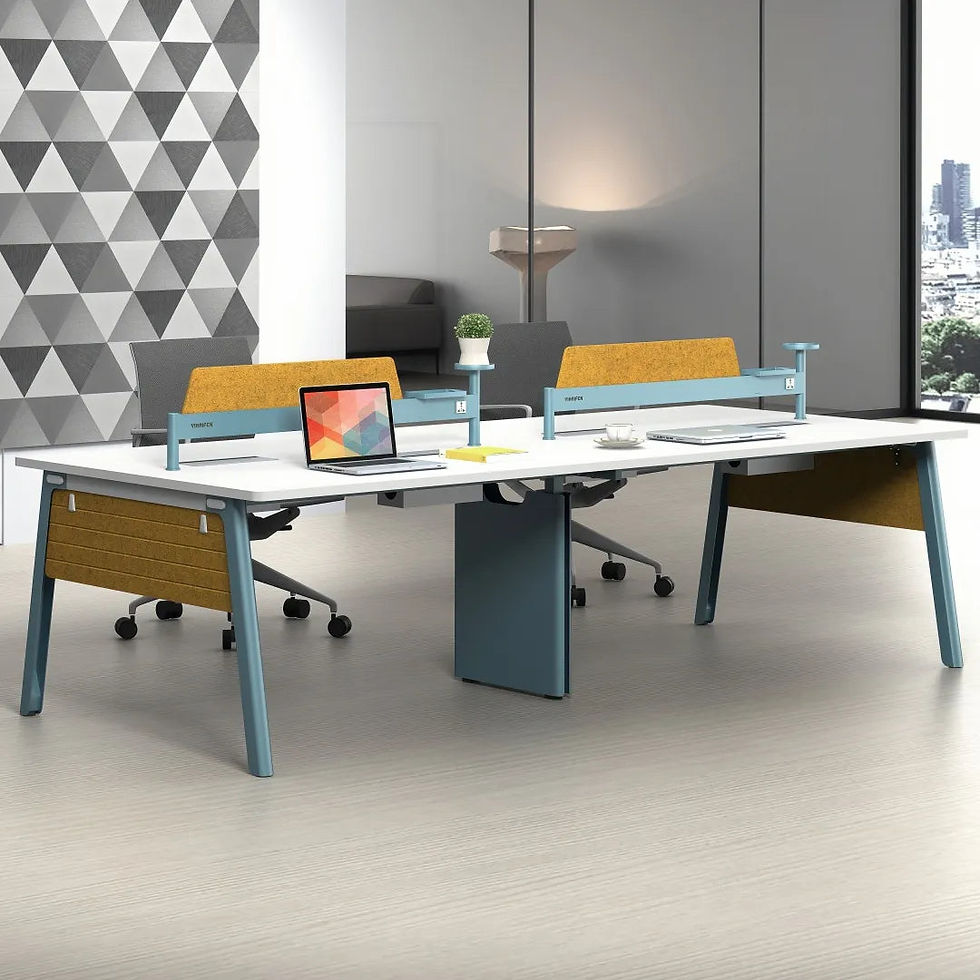 Thumbnail: Modern 4-Seater Collaborative Benching Workstation with Acoustic Partitions