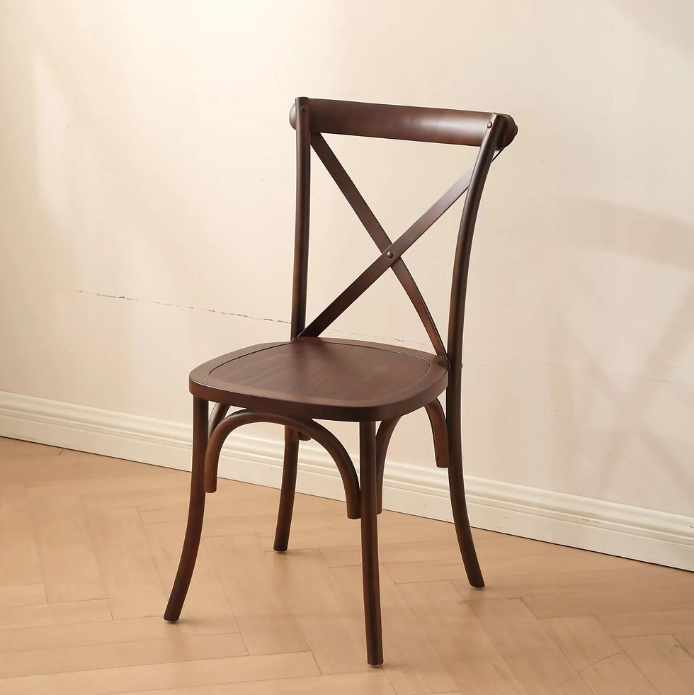 Thumbnail: Beech Cross Back Solid Wood Dining Chair for Wedding & Event Rental