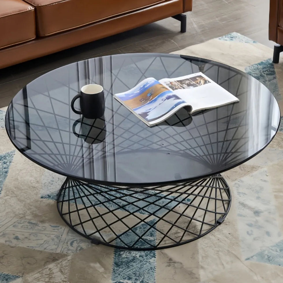 Thumbnail: Contemporary Round Glass Coffee Table with Metal Frame for Spacious Offices