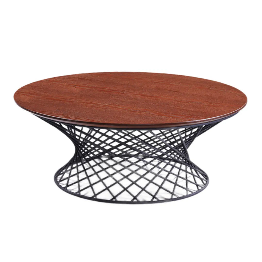 Luxury Italian Round Center Coffee Table in Solid Wood - Elegant Design