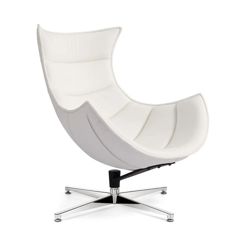 Thumbnail: White Leather Swivel Lounge Chair – Modern Lobster Chair with Aluminum Base, Erg