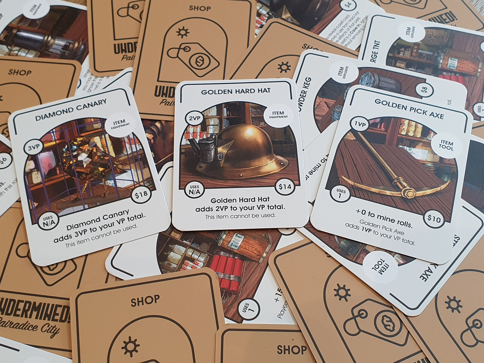 Some of the shop cards from Undermined