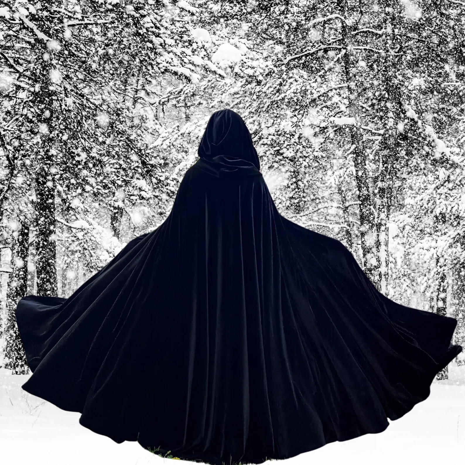 Full Circle Black Velvet Cloak