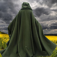 Olive Full Circle Cloak~ Deep Hood