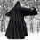 Thumbnail: Black FULL SLEEVES Cloak~ Hooded Cloak w/2 large Pockets~