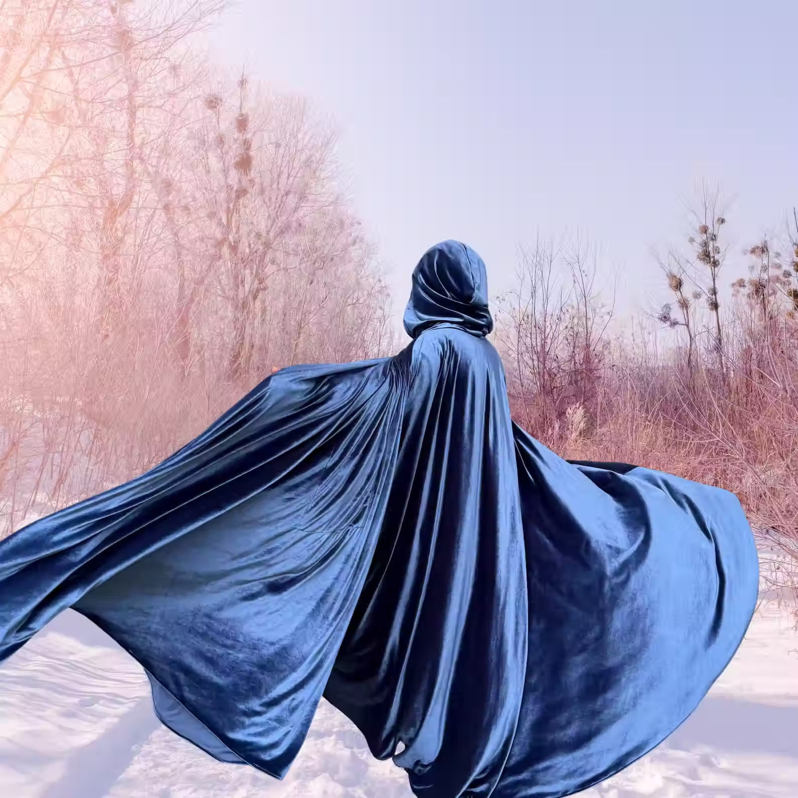 Teal Blue Velvet Cloak