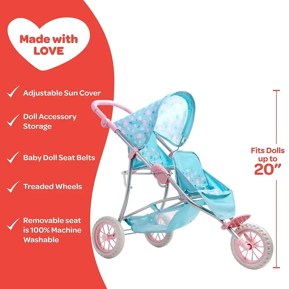 Thumbnail: Twin Jogger Baby Doll Stroller- Flower Power