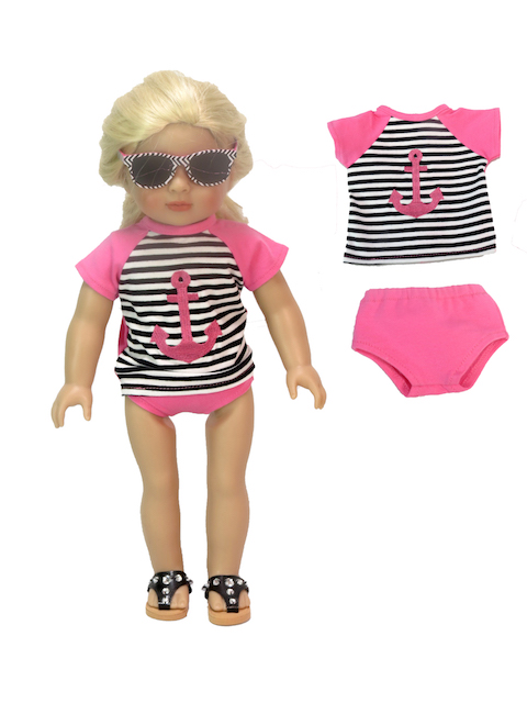 Striped Anchor Bathing Suit