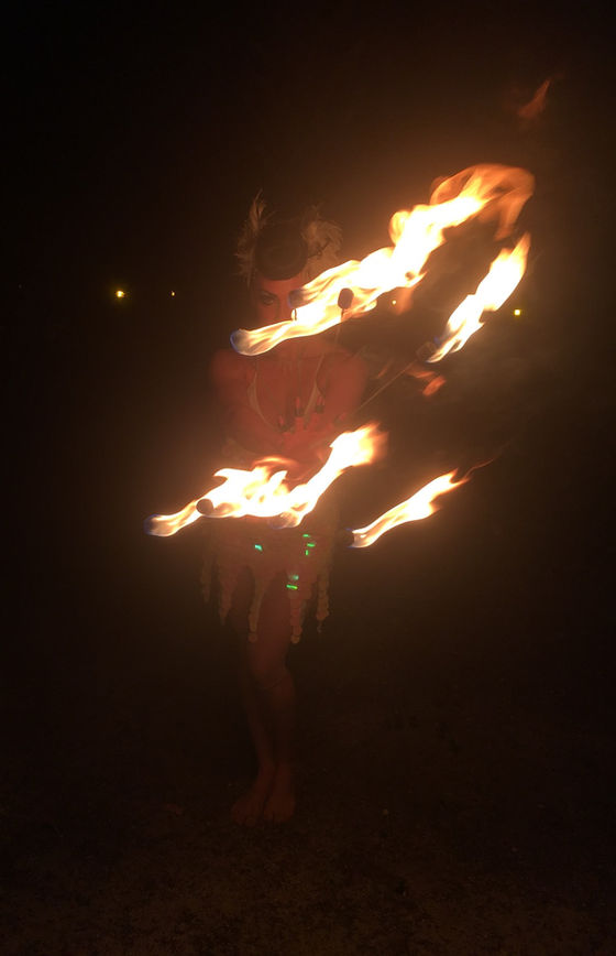Fire Dancer with Capoeira in the moon light