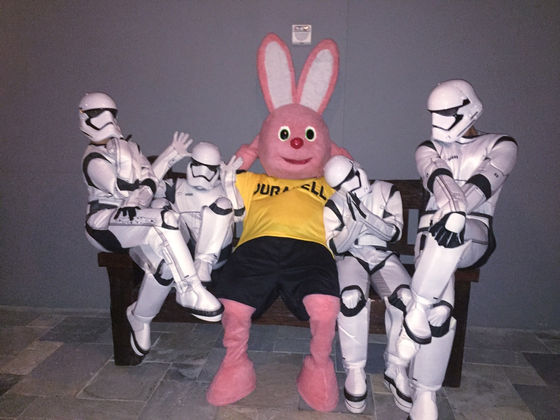 Corporate event with Duracell Bunny and Stormtroopers.