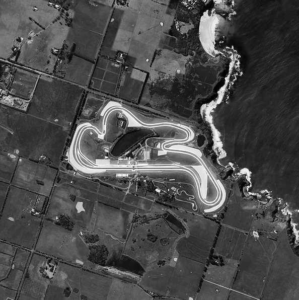Aerial map of Phillip Island Grand Prix Circuit used for Drivers Foundation driving events.