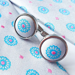 Cufflinks with White Jade Pattern