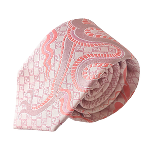 Silk Necktie with Red Dragon Pattern