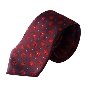 Silk Necktie with Vermilion Pattern
