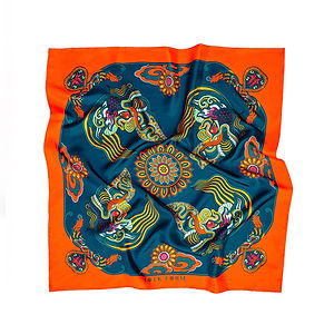Dragon Dreams Silk Scarf in Orange