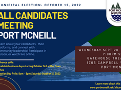 MUNICIPAL ALL-CANDIDATES MEETING - Wednesday September 28, 2022 - Doors 6:30pm, Meeting Start 7:00pm