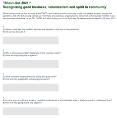 Shout-Out Survey! 2021 - Recognizing the extra mile.