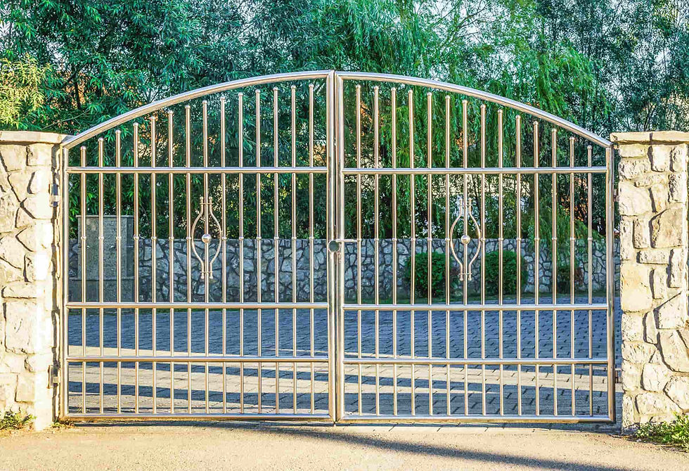 Heavy-duty stainless steel gate providing secure entry
