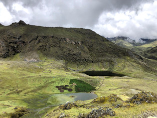 Mountains overcast small ponds