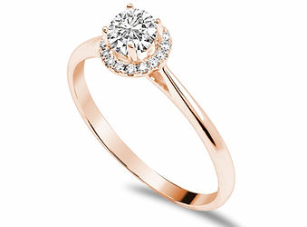 Roségold Verlobungsring mit Solitär und Halo Diamanten – Juwelier Marry Lou Lippstadt
