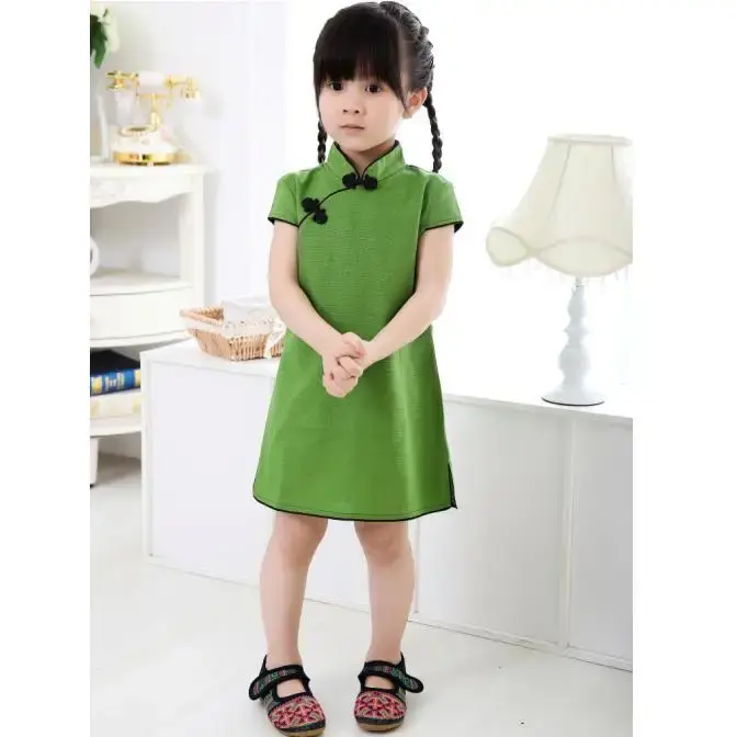 Thumbnail: Baby Girl Chinese Dress Clothes Summer Style Children Cotton Short Sleeve