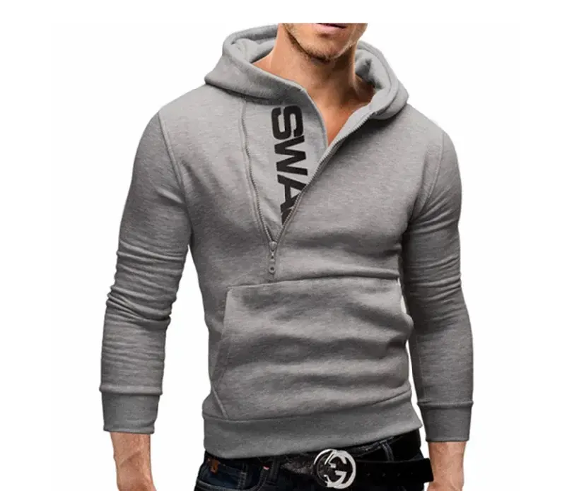 Thumbnail: Mans Spring and Autumn Hoodies Letter Fleece Hooded Sweatshirt Patchwork Color