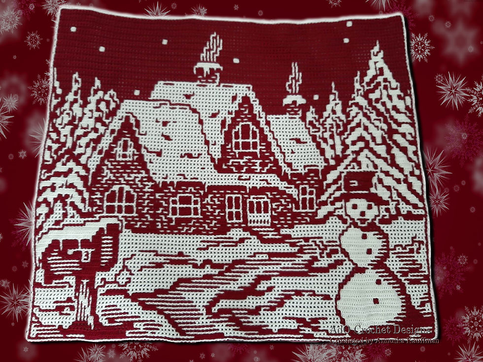 Thumbnail: WinterWonderLand, pattern for overlay mosaic and interlocking filet crochet