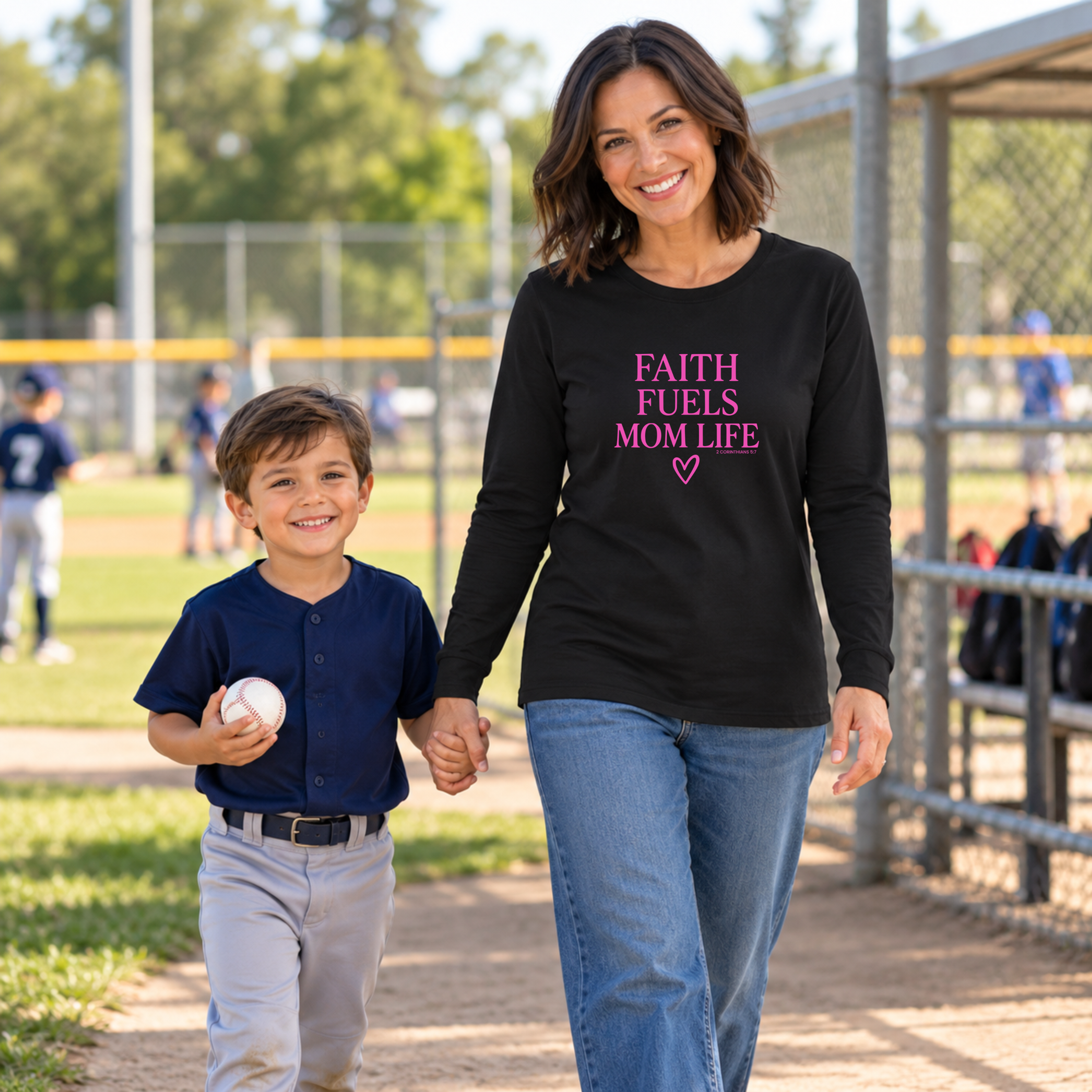 Faith Fuels Mom Life | Christian Faith Long Sleeve Tee