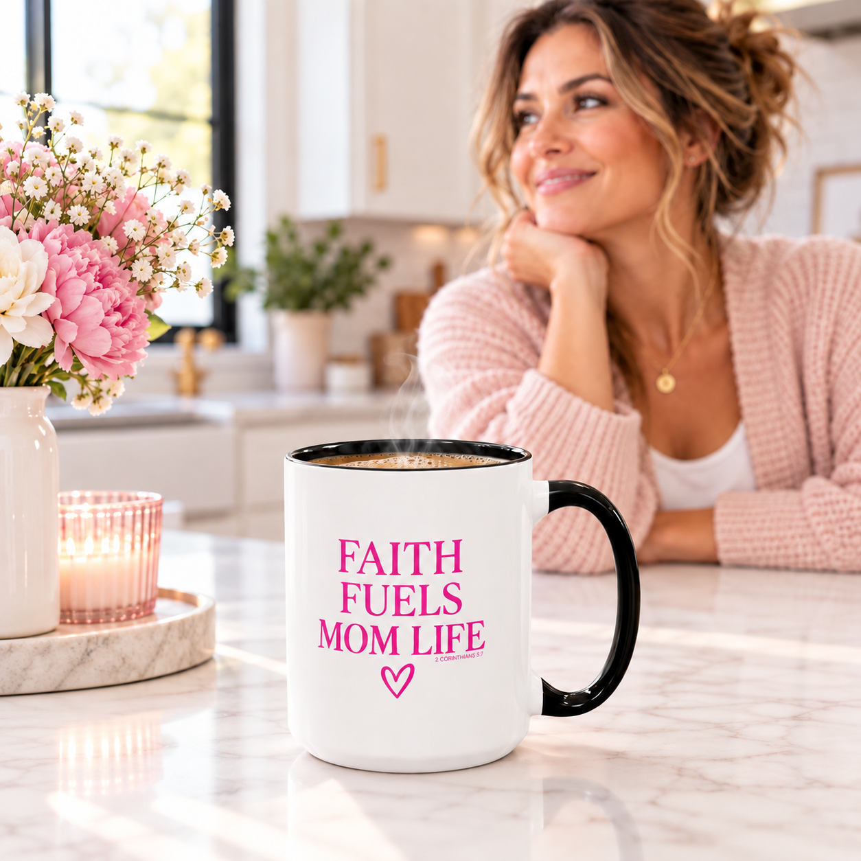 Faith Fuels Mom Life Coffee Mug — Christian Faith Coffee Cup 15oz.