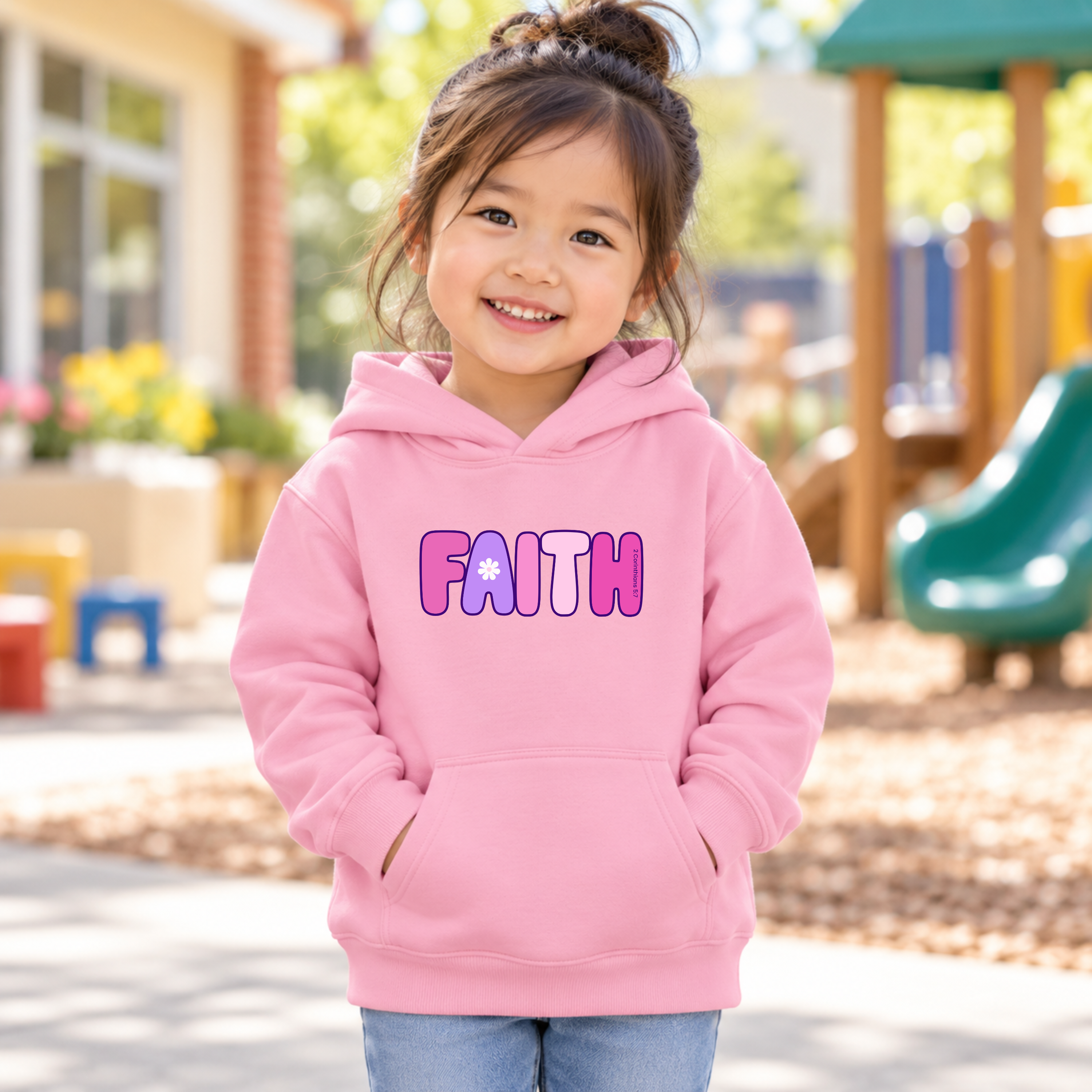 GOD Says So™ Kids | FAITH Bubble Letters | Christian Toddler Girls Hoodie