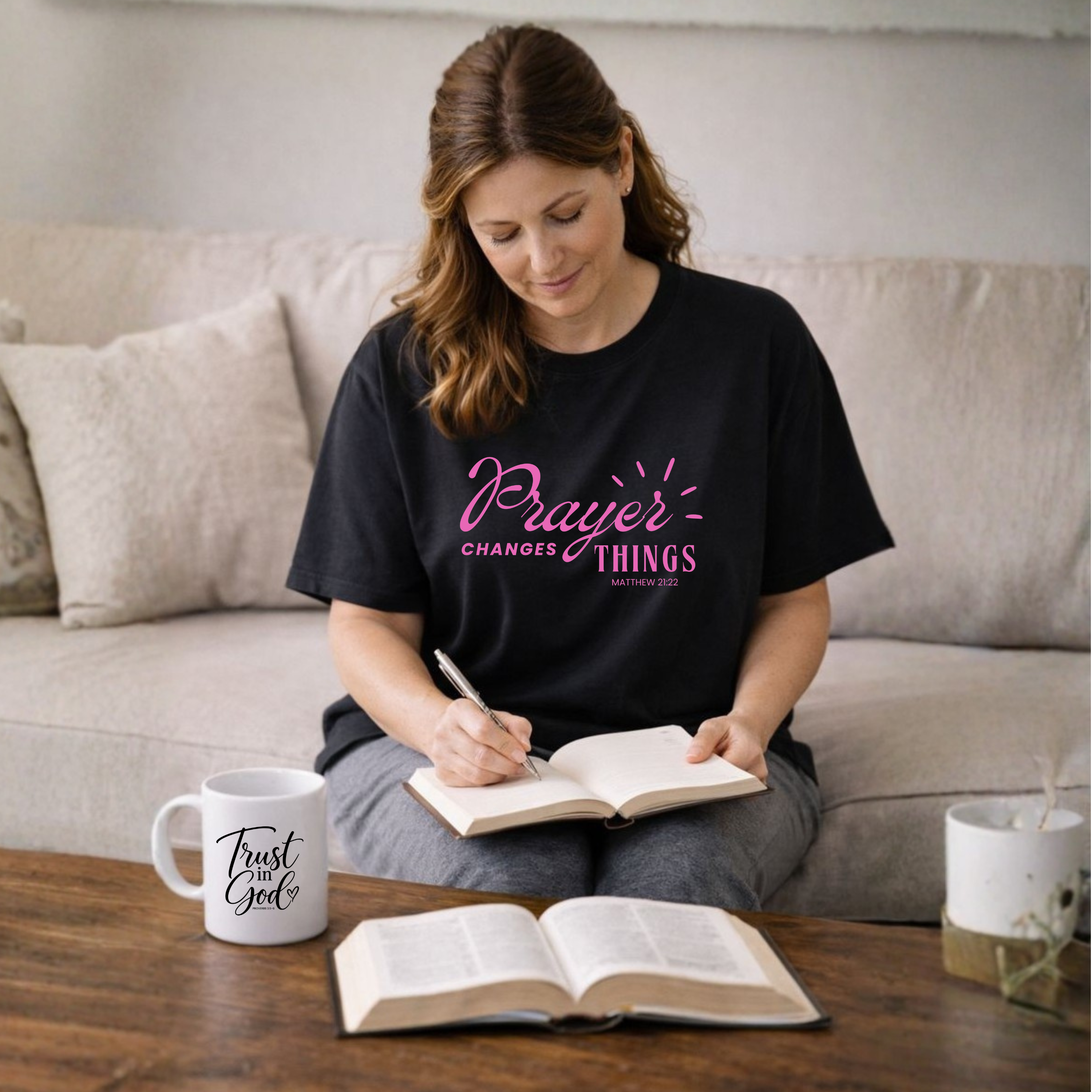 Prayer Changes Things Pink | Christian Faith T-Shirt