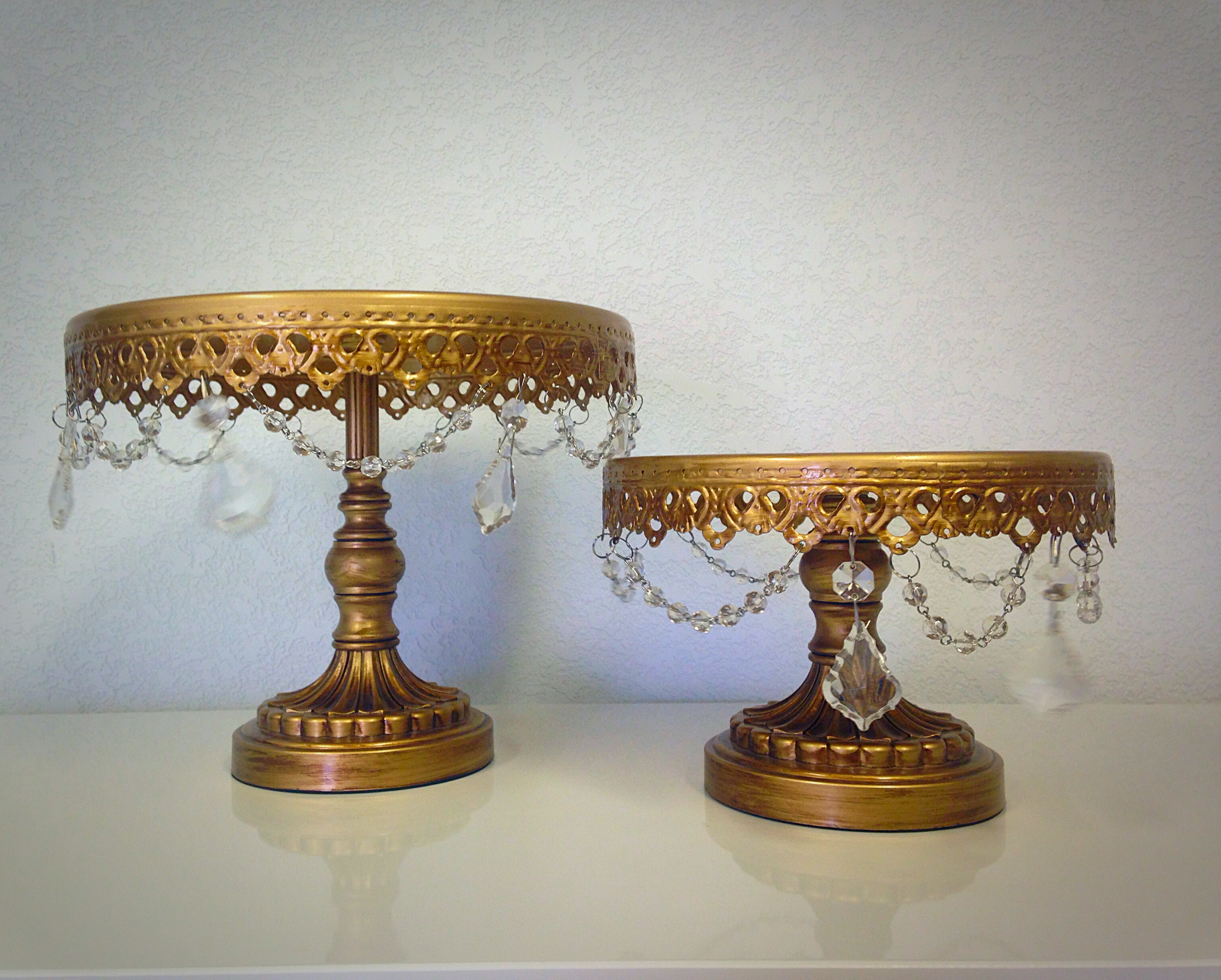 Antique Gold Beaded Dessert Stand
