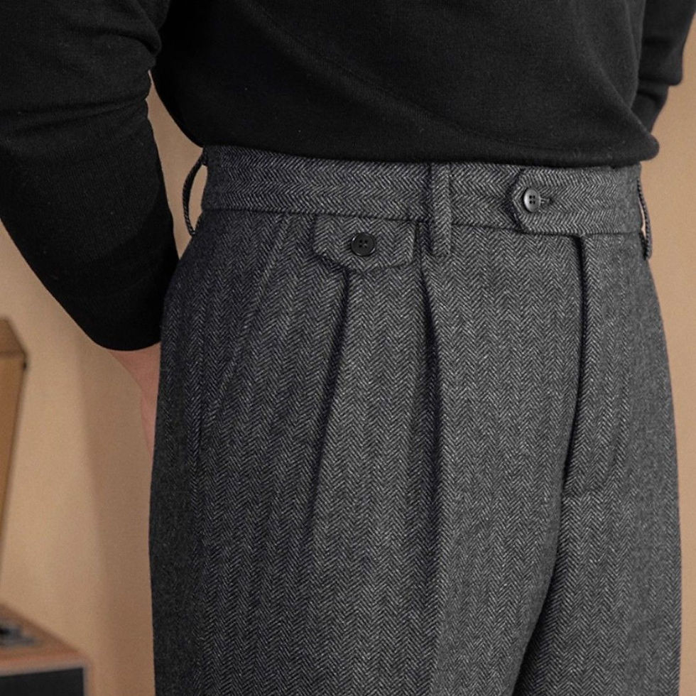Thumbnail: Italian Herringbone Mens Cropped Pants