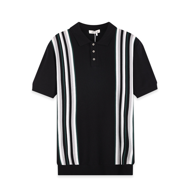 Thumbnail: Mens Breathable Striped Polo Shirt
