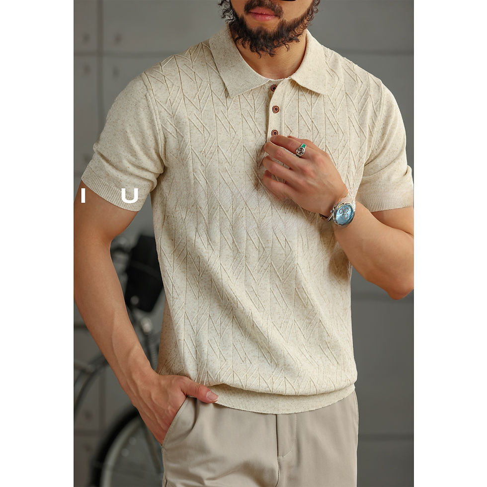 Thumbnail: Mens Tencel Linen Knitted Polo Shirt