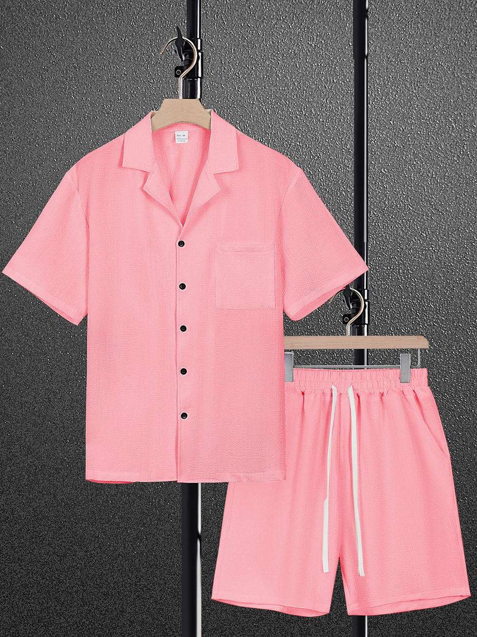 Thumbnail: Mens Cotton Linen Short Sleeve Shirt Set