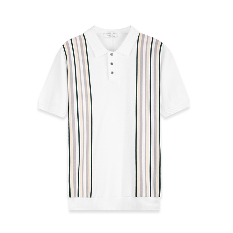 Thumbnail: Mens Breathable Striped Polo Shirt