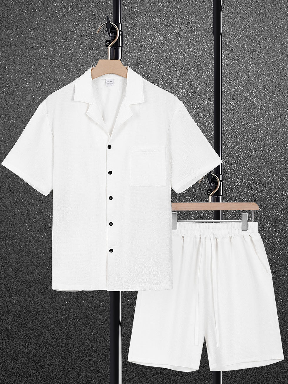 Thumbnail: Mens Cotton Linen Short Sleeve Shirt Set