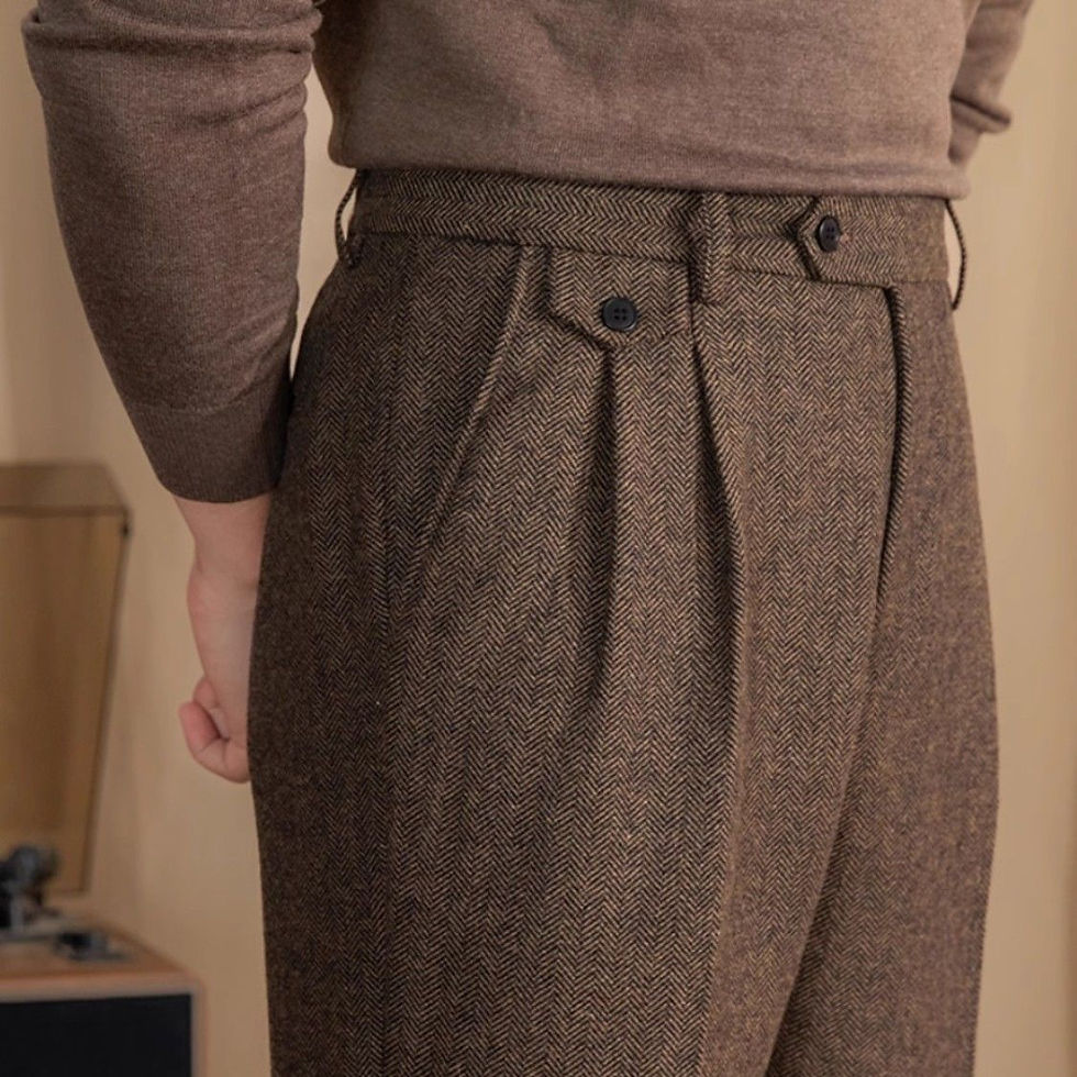 Thumbnail: Italian Herringbone Mens Cropped Pants