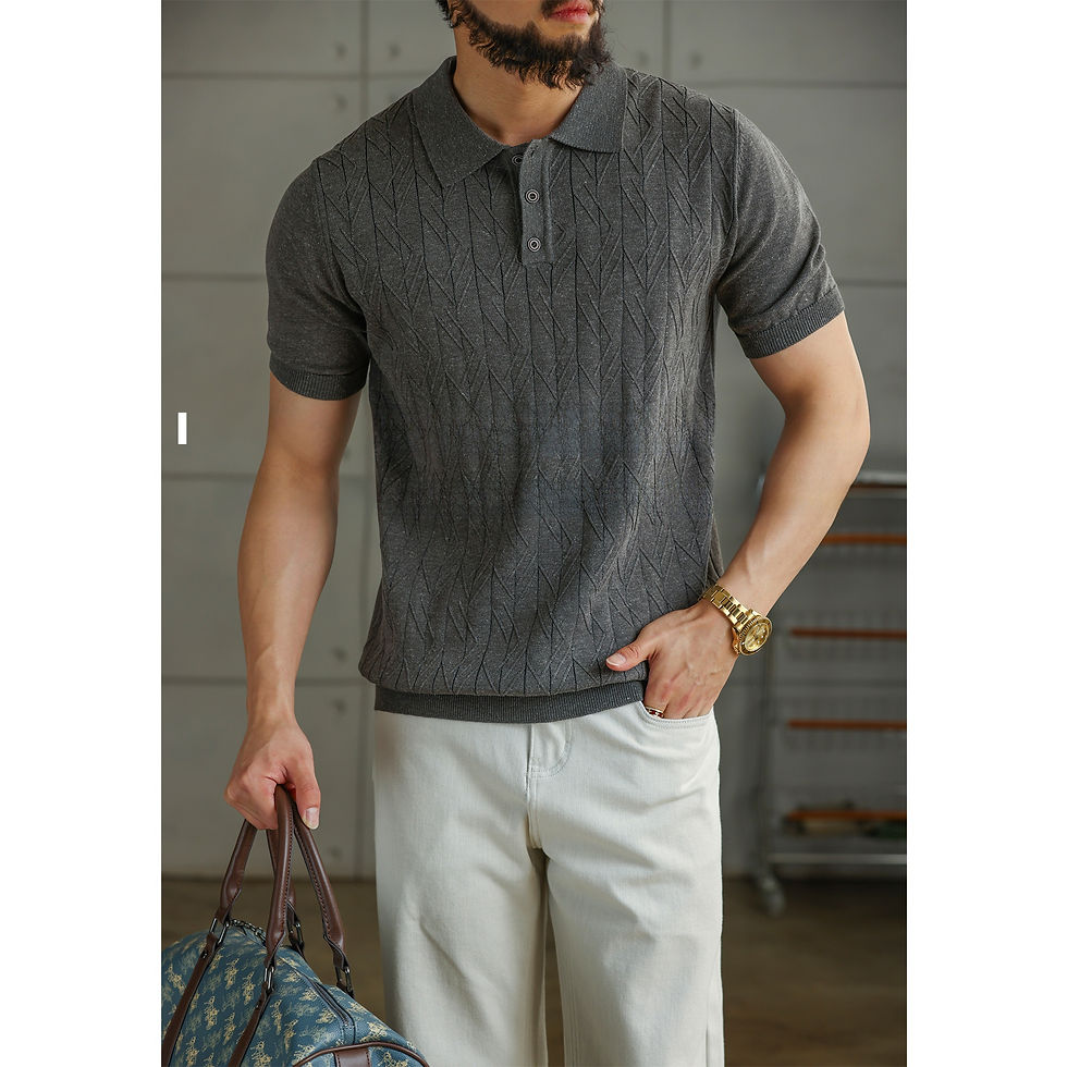 Thumbnail: Mens Tencel Linen Knitted Polo Shirt